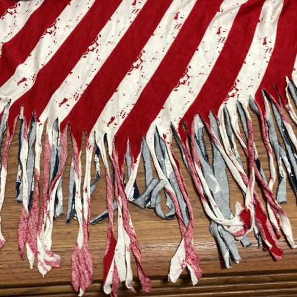 Cloud Chaser NWOT Red, White & Blue American Flag Fringed Sleeveless T Shirt. - Picture 3 of 6